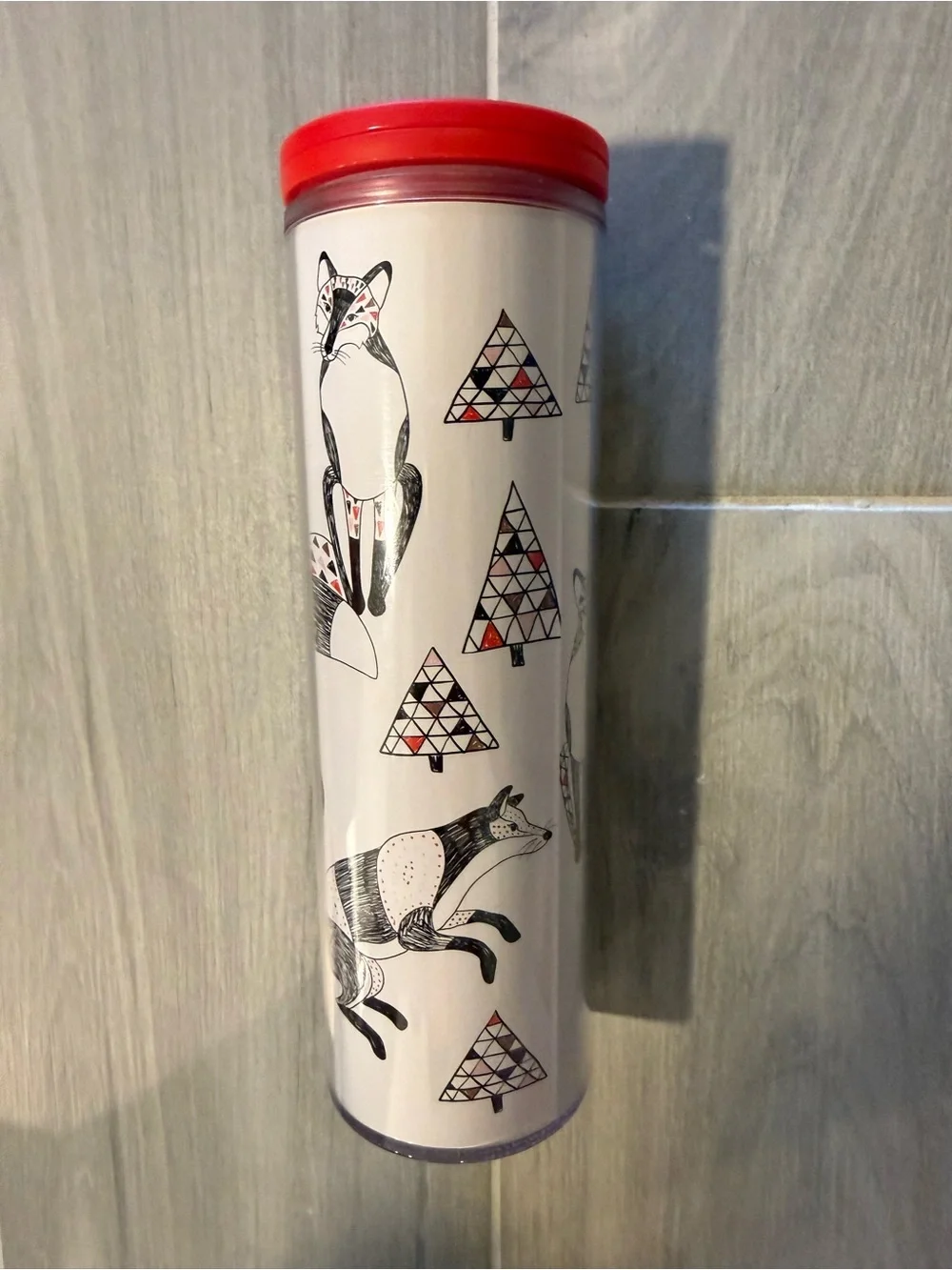 Starbucks 2017 Holiday Snow Fox Acrylic Travel Tumbler